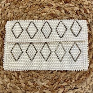 Vintage Faux Pearl Envelope Wallet Mini Clutch